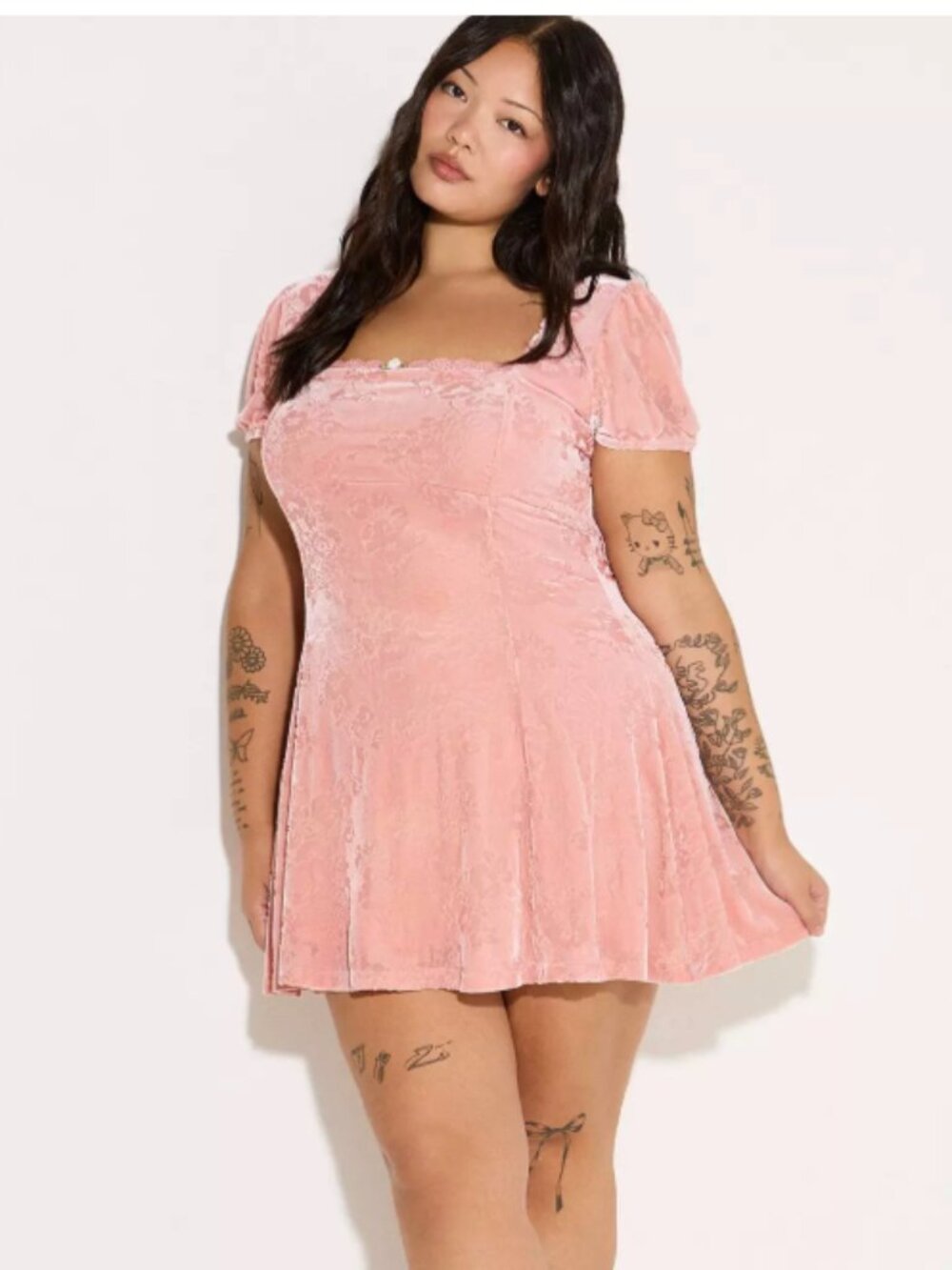 torrid LoveSick Puff-Sleeve Velvet Mini Dress